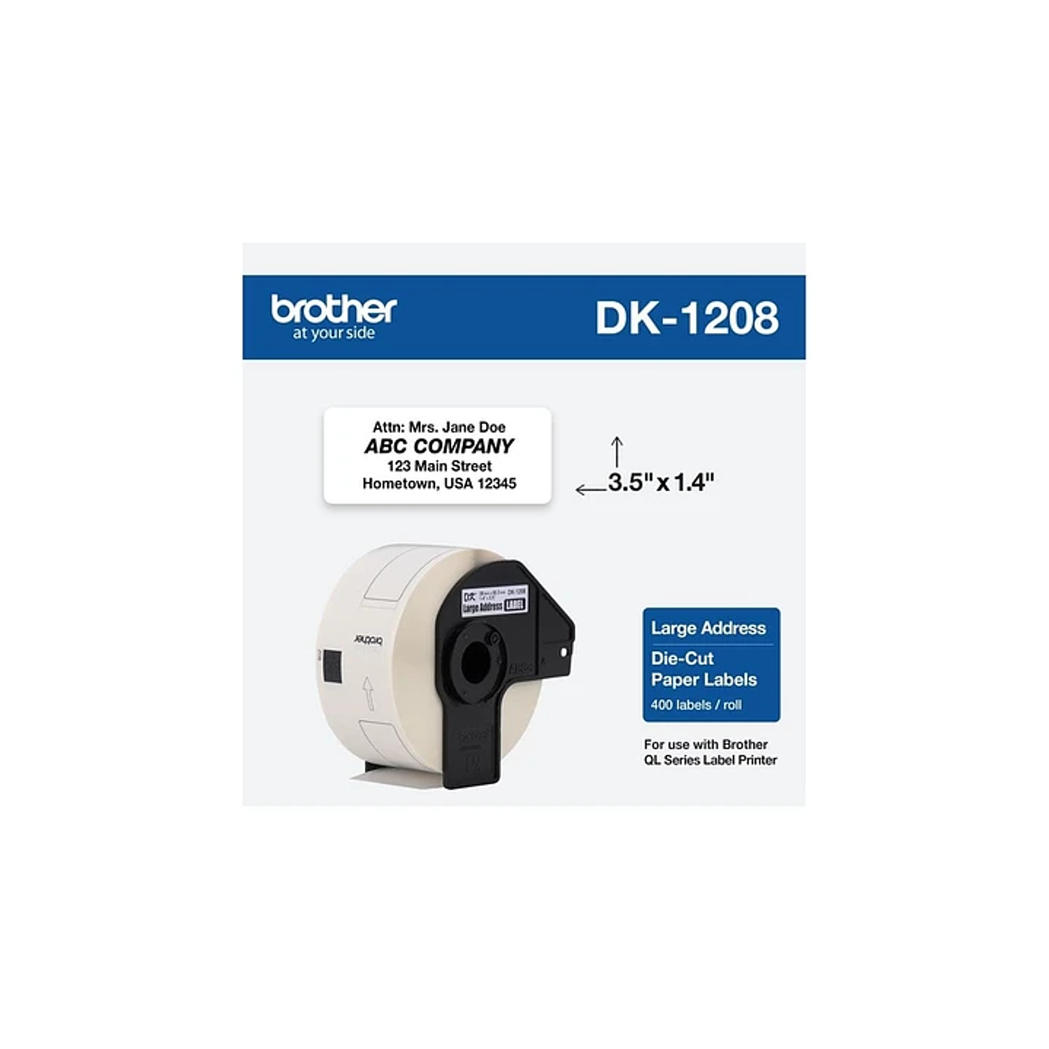 Brother DK1208 Cinta Adhesiva Blanca 38x90 mm 400 Etiquetas 1