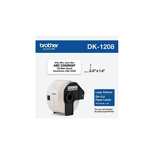 Brother DK1208 Cinta Adhesiva Blanca 38x90 mm 400 Etiquetas