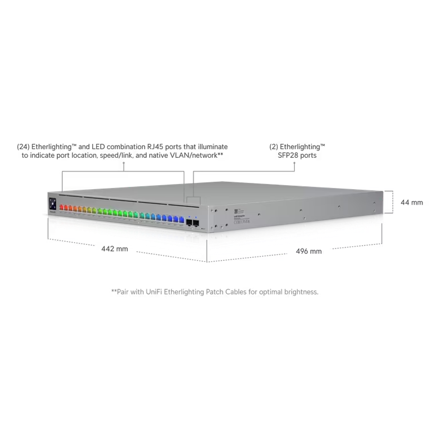 Ubiquiti Enterprise Campus 24 PoE ECS-24-PoE Switch Etherlighting PoE+++, L3, 24 Puertos, RJ45 de 10 GbE y SFP28 de 25 G 10