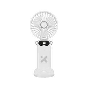 Xtech XTA-900 Ventilador Portátil Recargable 6 Velocidades, Mini Fan de Mano, Escritorio y Cuello, 37 Horas de Batería, Pantalla LED, USB-C