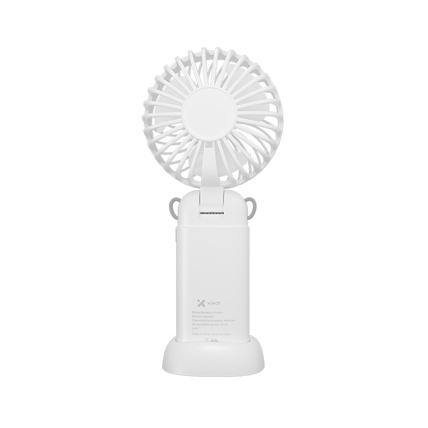 Xtech XTA-900 Ventilador Portátil Recargable 6 Velocidades, Mini Fan de Mano, Escritorio y Cuello, 37 Horas de Batería, Pantalla LED, USB-C 6