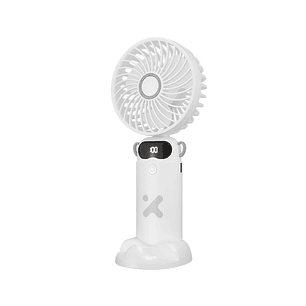 Xtech XTA-900 Ventilador Portátil Recargable 6 Velocidades, Mini Fan de Mano, Escritorio y Cuello, 37 Horas de Batería, Pantalla LED, USB-C
