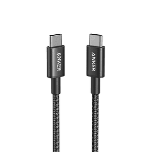 Anker Cable 322 USB-C a USB-C, 1,8 m, 60W, Nailon Trenzado, Carga Rápida, Transferencia de Datos, Compatible iPhone, Android, Negro