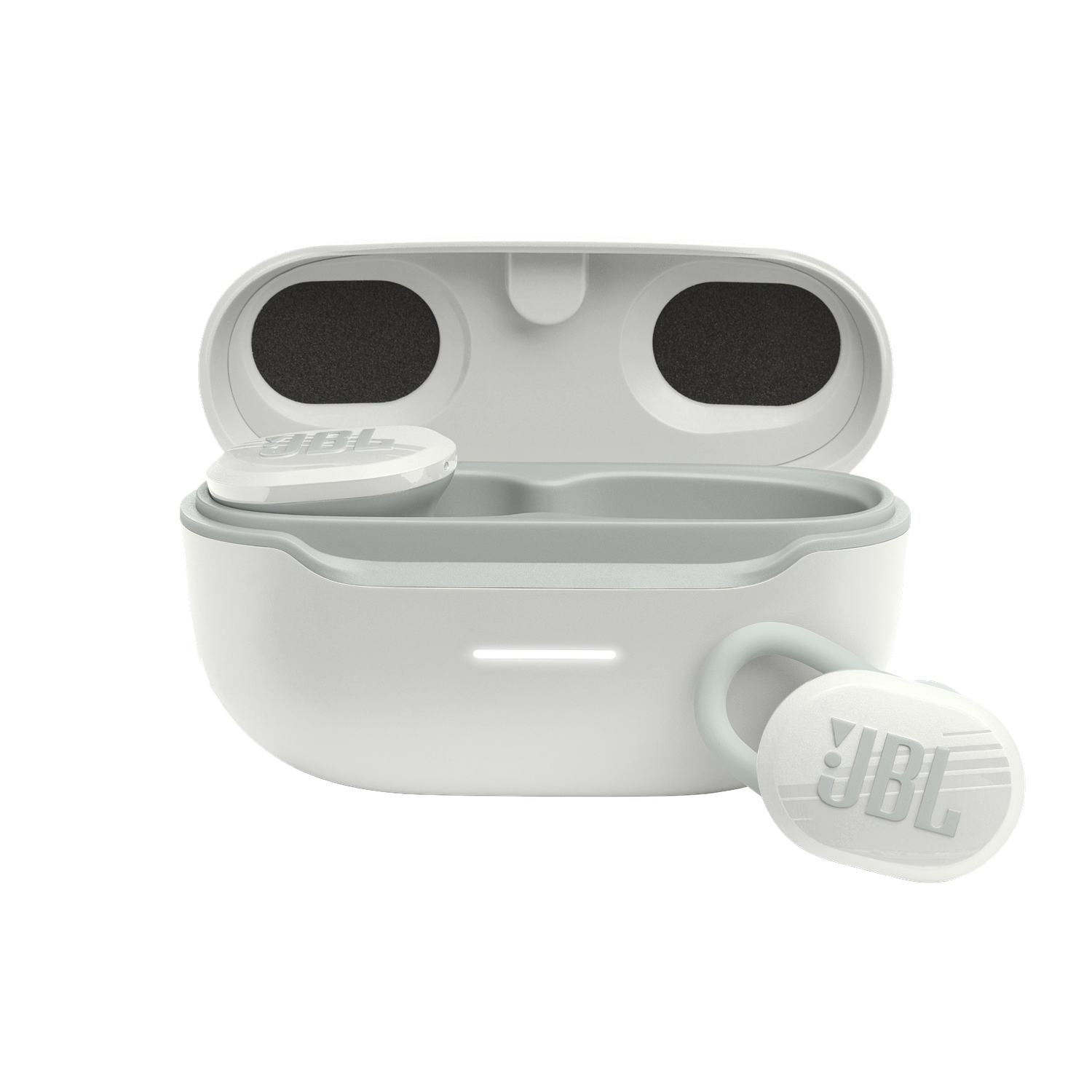 JBL Endurance Race TWS Audífonos Inalámbricos 30 Horas de Duración, Resistente al Agua y al Polvo, Blanco 1