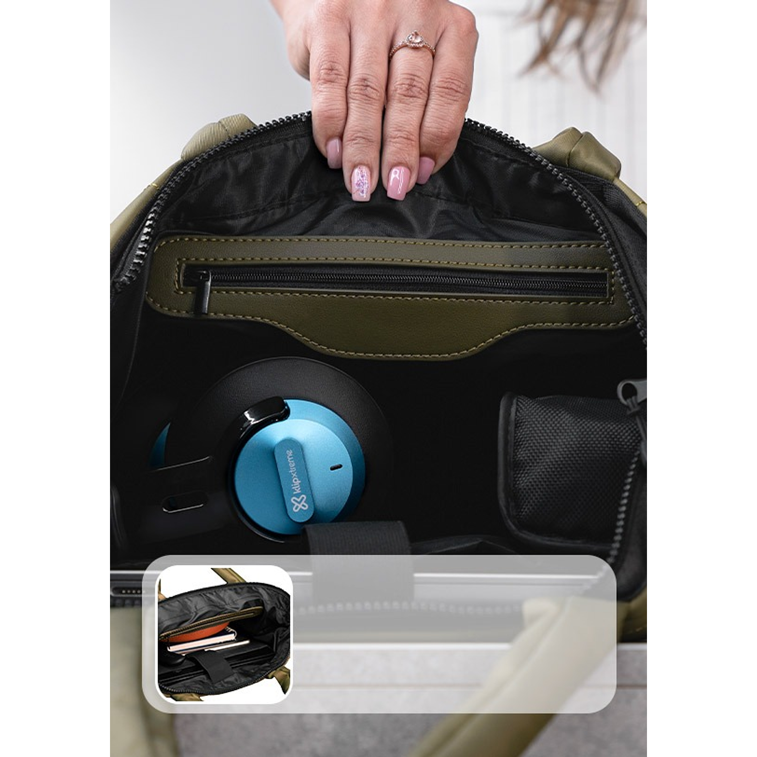 Klip Xtreme Isa Shopper Bag KLB-750 Bolso para Notebook 15.6”, Repelente al Agua, Cartera Moderna, Liviana, Cómoda, Verde 3