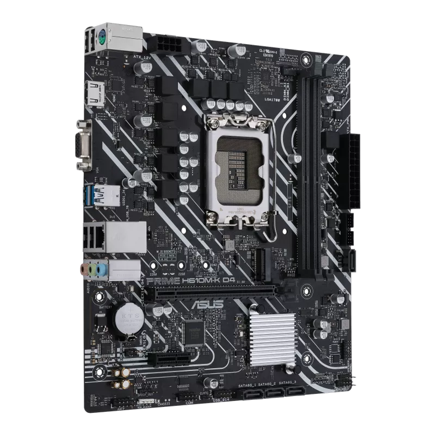 ASUS PRIME H610M-K D4-CSM, Placa Madre Intel LGA 1700, Micro-ATX, DDR4, PCIe 4.0, M.2, USB 3.2 Gen 1, HDMI, Ethernet 1Gb, RGB 3
