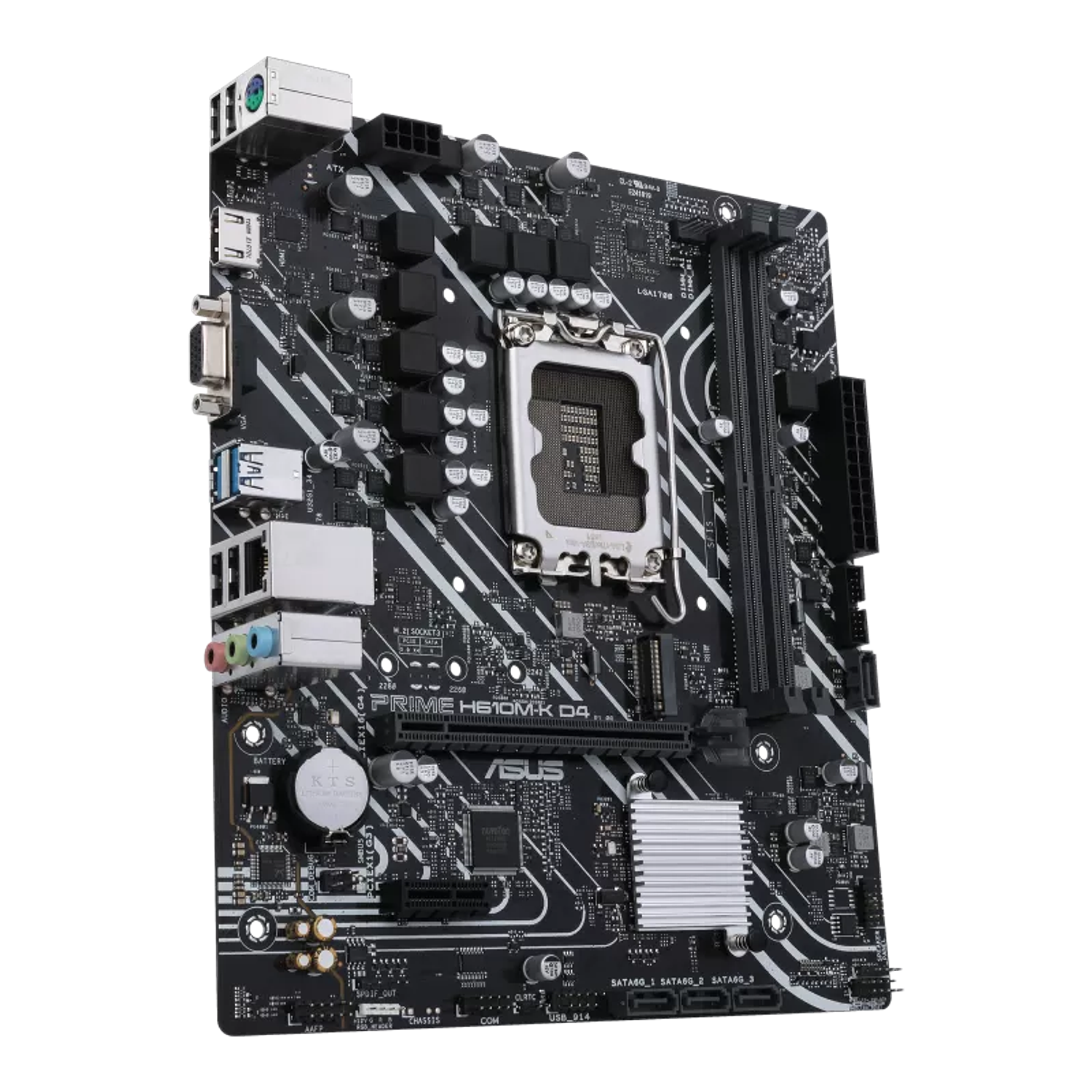 ASUS PRIME H610M-K D4-CSM, Placa Madre Intel LGA 1700, Micro-ATX, DDR4, PCIe 4.0, M.2, USB 3.2 Gen 1, HDMI, Ethernet 1Gb, RGB 2