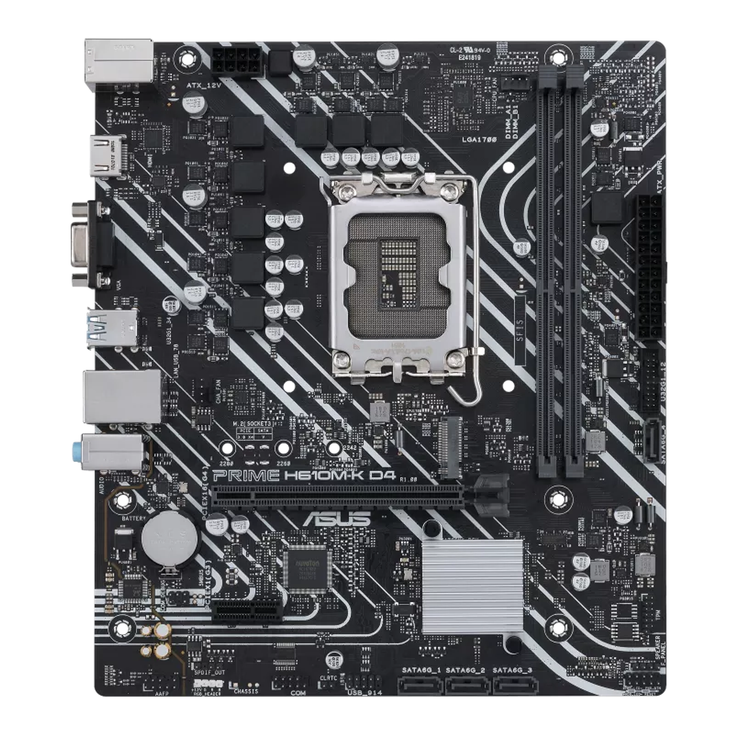 ASUS PRIME H610M-K D4-CSM, Placa Madre Intel LGA 1700, Micro-ATX, DDR4, PCIe 4.0, M.2, USB 3.2 Gen 1, HDMI, Ethernet 1Gb, RGB 1