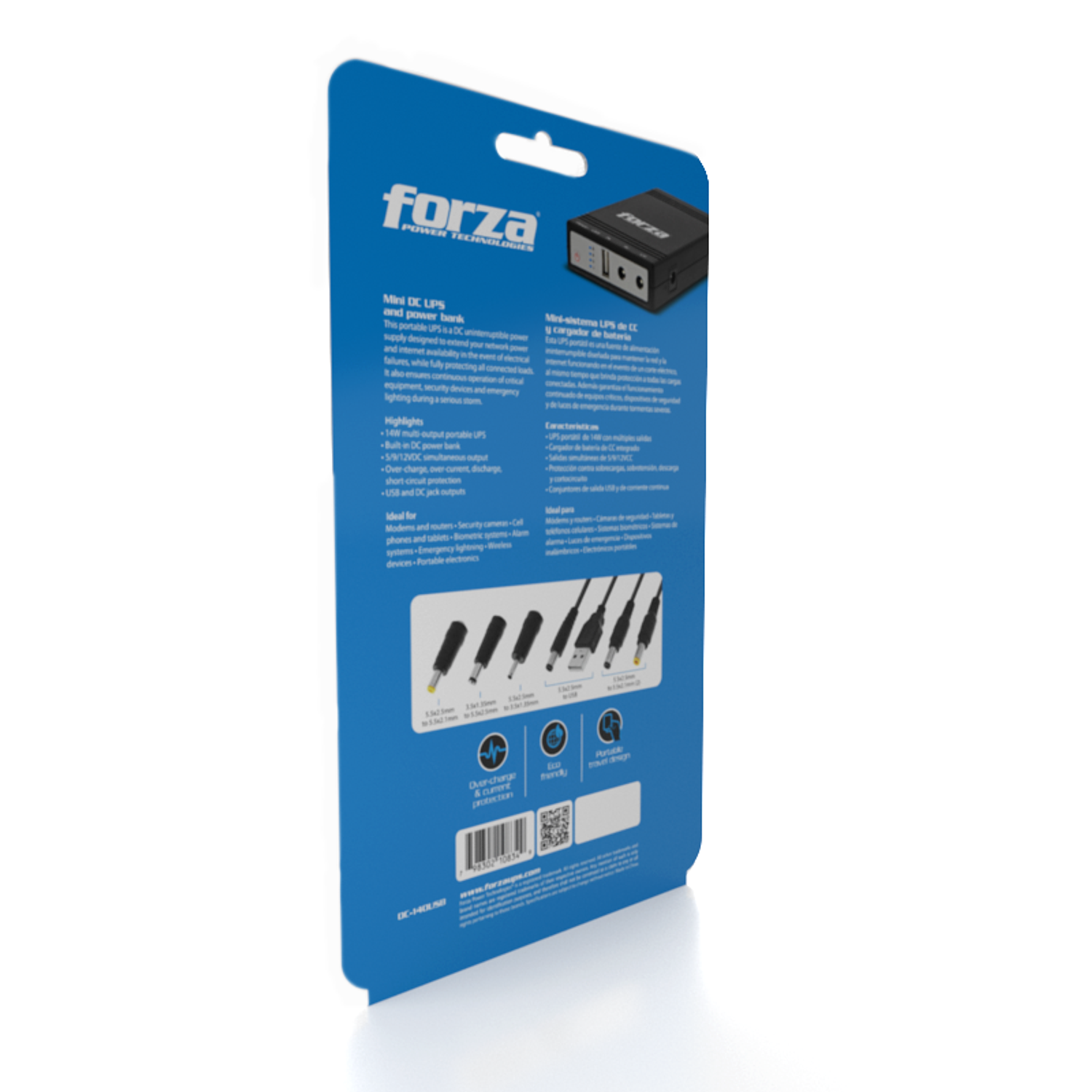 Kit UPS Forza HT-752LCD-C 750VA + Cargador Portátil DC-140USB 24W, Protección Eléctrica, Regulador de Voltaje, USB, Coaxial, 220V 12