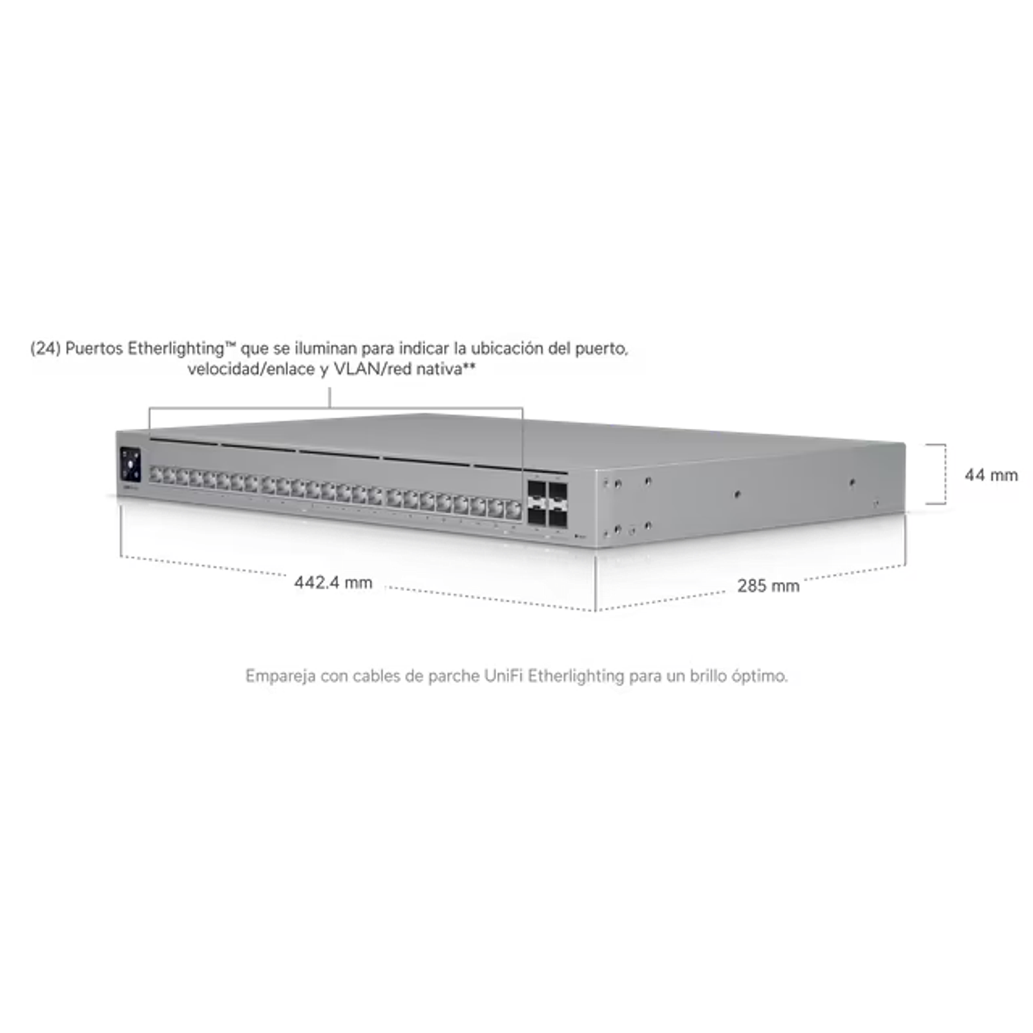 Ubiquiti Switch Etherlighting, L3,  2 puertos 10 GbE, 22 Puertos 2.5 GbE, 4 Puertos 10G SFP+. 7