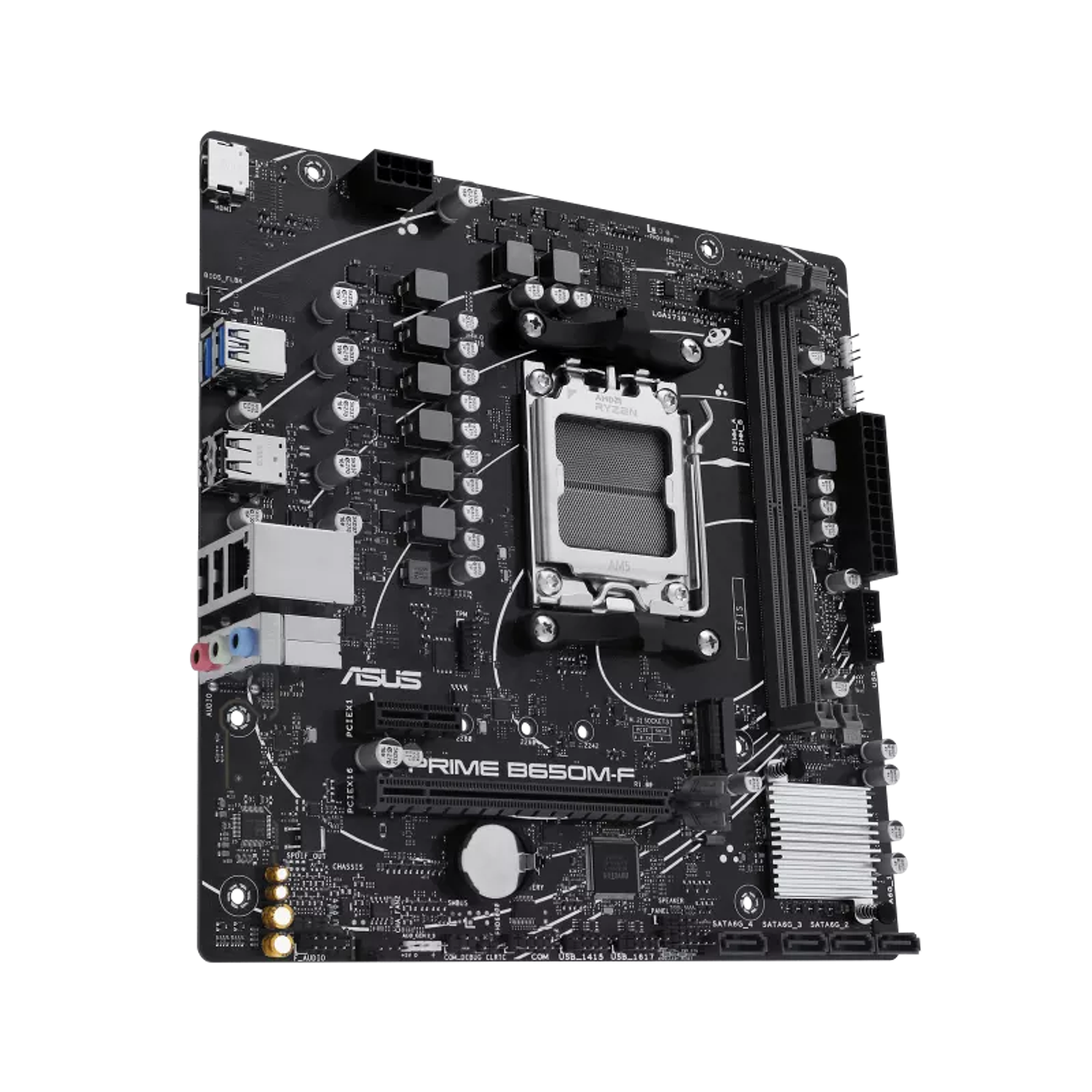 ASUS PRIME B650M-F Placa Madre AM5 DDR5, Micro-ATX, AMD B650, PCIe 4.0, M.2 64 Gbps, HDMI, USB 5 Gbps, Ethernet 1Gb, Aura Sync RGB, Ideal Ryzen 7000/8000 3