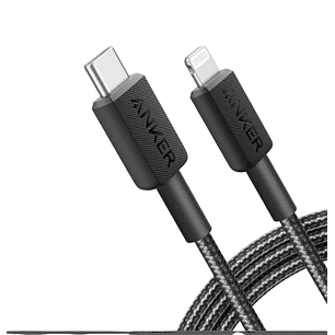 Anker 322 A81B6H11 Cable USB-C a Lightning, 1.8 m, MFi, 20W, Nylon Trenzado, Carga Rápida para iPhone y iPad