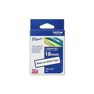 Brother TZe-241 Cinta Laminada 18mm, Negro sobre Blanco, 8m, Compatible P-Touch, PT-D600, PT-E550, PT-P900