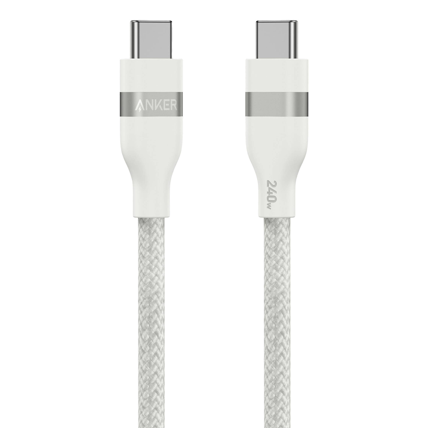 Anker Cable USB-C a USB-C 240W 90cm, Carga Rápida, Trenzado Reciclado, Compatible MacBook, iPhone 15, Samsung, Laptop, Blanco