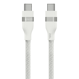Anker Cable USB-C a USB-C 240W 90cm, Carga Rápida, Trenzado Reciclado, Compatible MacBook, iPhone 15, Samsung, Laptop, Blanco