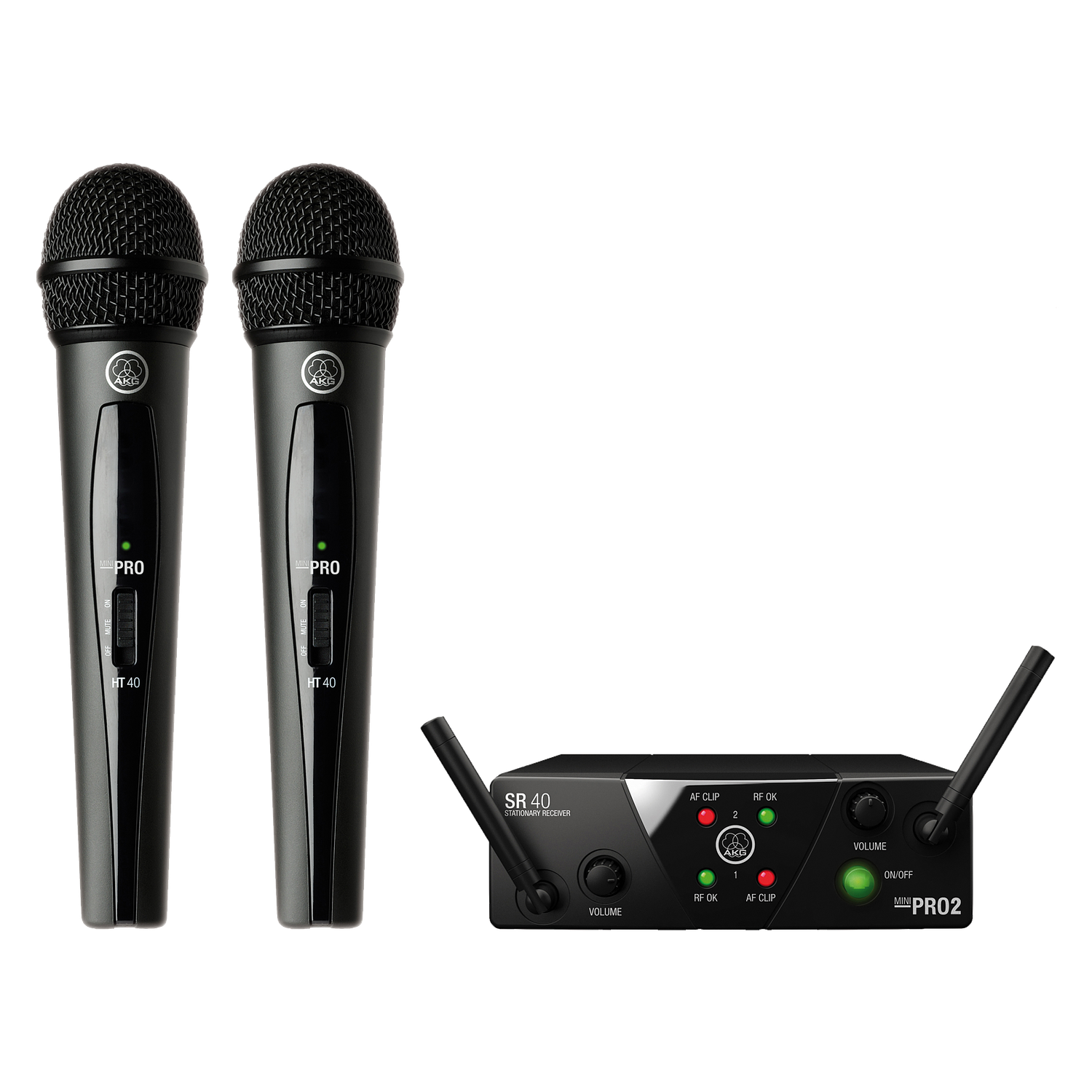 AKG WMS40 Mini Dual Vocal Set Sistema de Micrófonos Inalámbricos 2 Canales, UHF, Frecuencias Fijas US45A/C