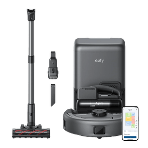 Eufy Robot Aspirador 3-en-1 Aspirador de Varilla de Mano y Robot FlexiONE 3-en-1, 30.000 Pa Máx. Succión, Navegació LiDAR con Triple Laser y Filtración 5 Etapas H11