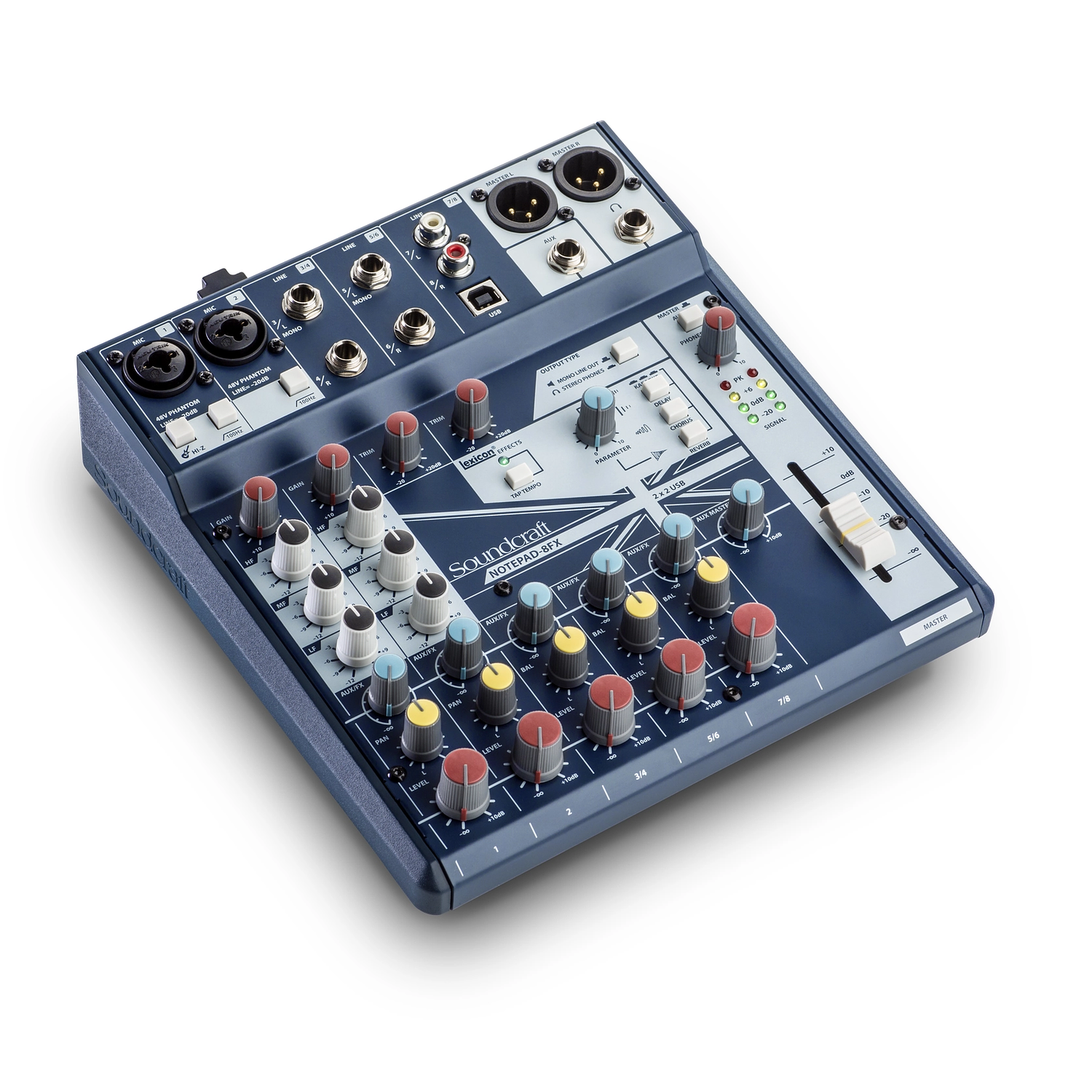 Soundcraft Notepad-8FX Consola Mezcladora Analógica, 8 Canales, Interfaz USB, Pre-Amps Profesionales y Efectos Lexicon 2