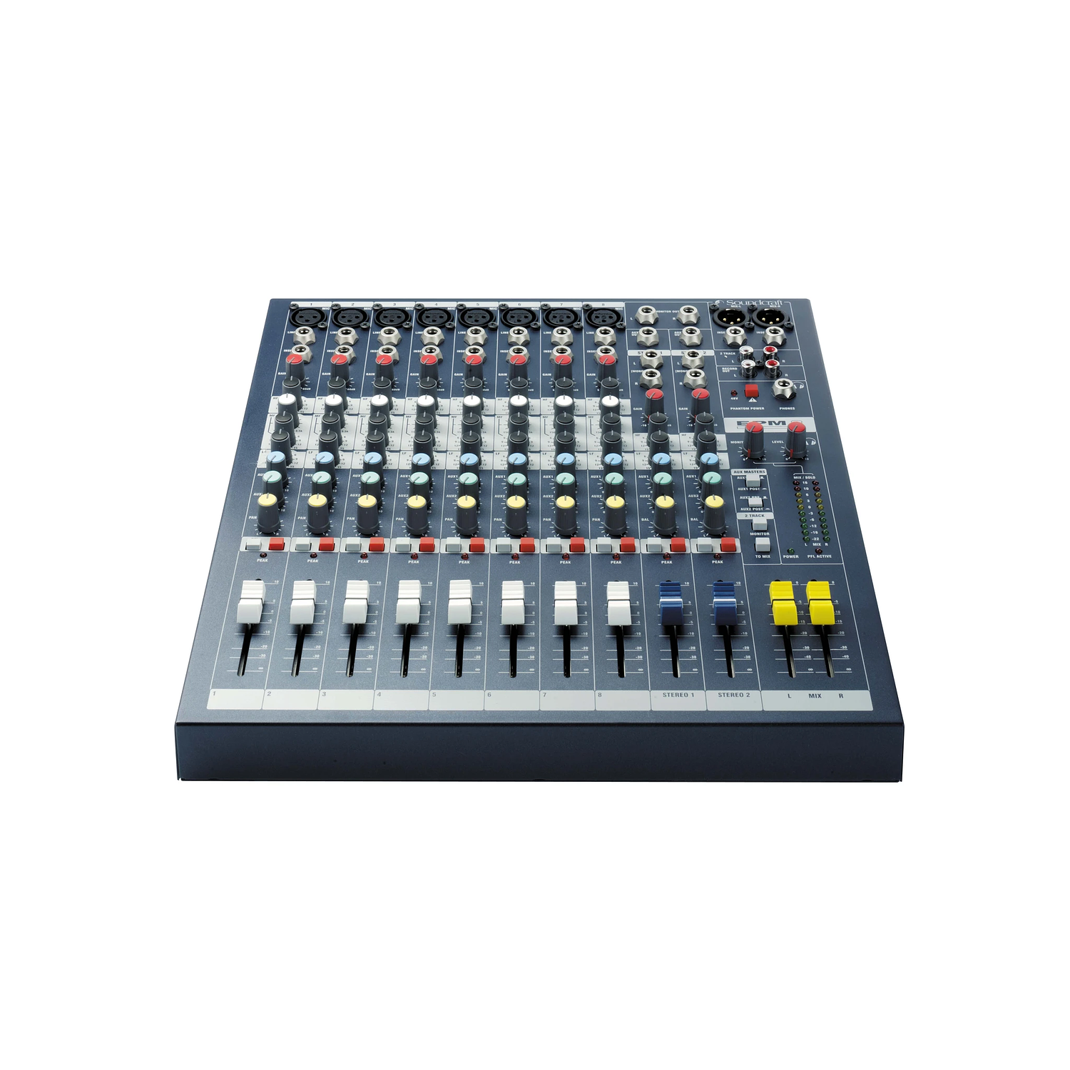 Soundcraft EPM8 Consola de Mezclas Analógica, 8 Canales Mono + 2 Estéreo, Pre-Amps GB30, EQ de Barrido y 2 Buses Auxiliares 1