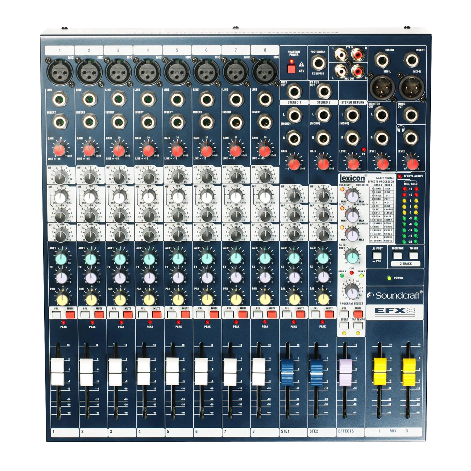 Soundcraft EFX8 Consola de Mezclas Analógica, 10 Canales, Pre-Amps GB30 y Procesador de Efectos Lexicon de 24 bits 2