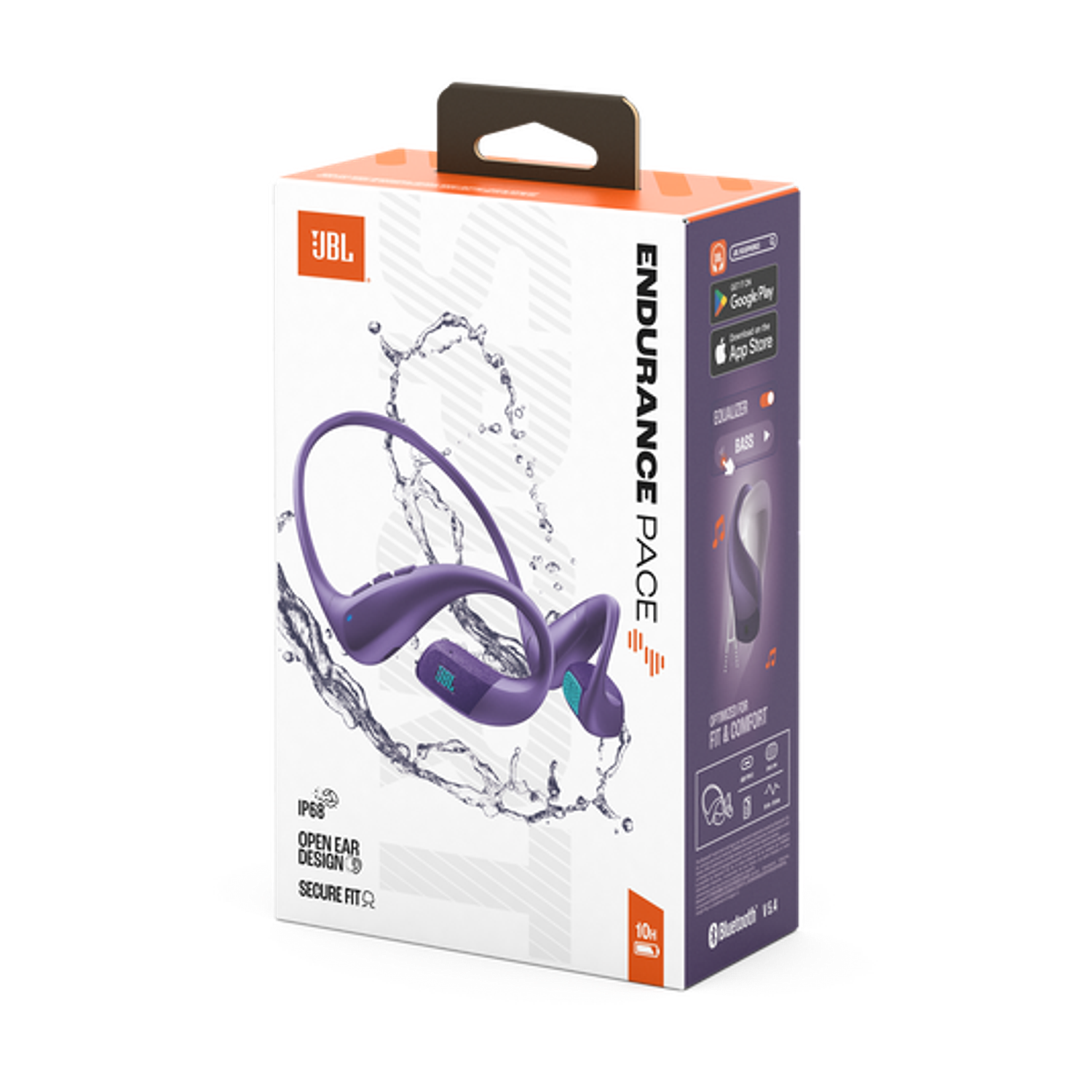 JBL Endurance Pace Auriculares Inalámbricos, Bluetooth, IP68 Resistente Agua y Polvo, Banda para Cuello con Memoria, 10h Música, Micrófono Integrado, Deportivo, Speed Charge, Manos Libres, Morados 10