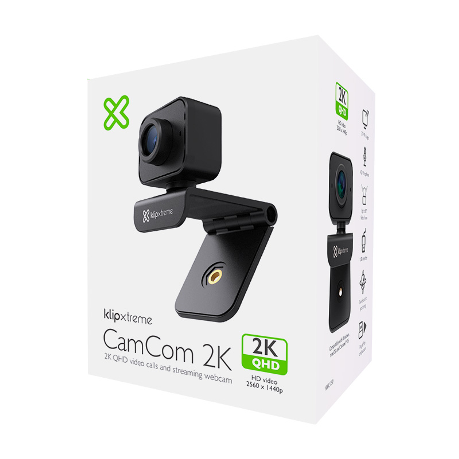 Klip Xtreme KWC-750 Webcam 2K QHD Cámara Web USB 2560x1440, Micrófono HD Integrado, Videoconferencia, Streaming, Plug & Play, Campo de Visión 80°, Compatible Windows Mac Android Linux 7