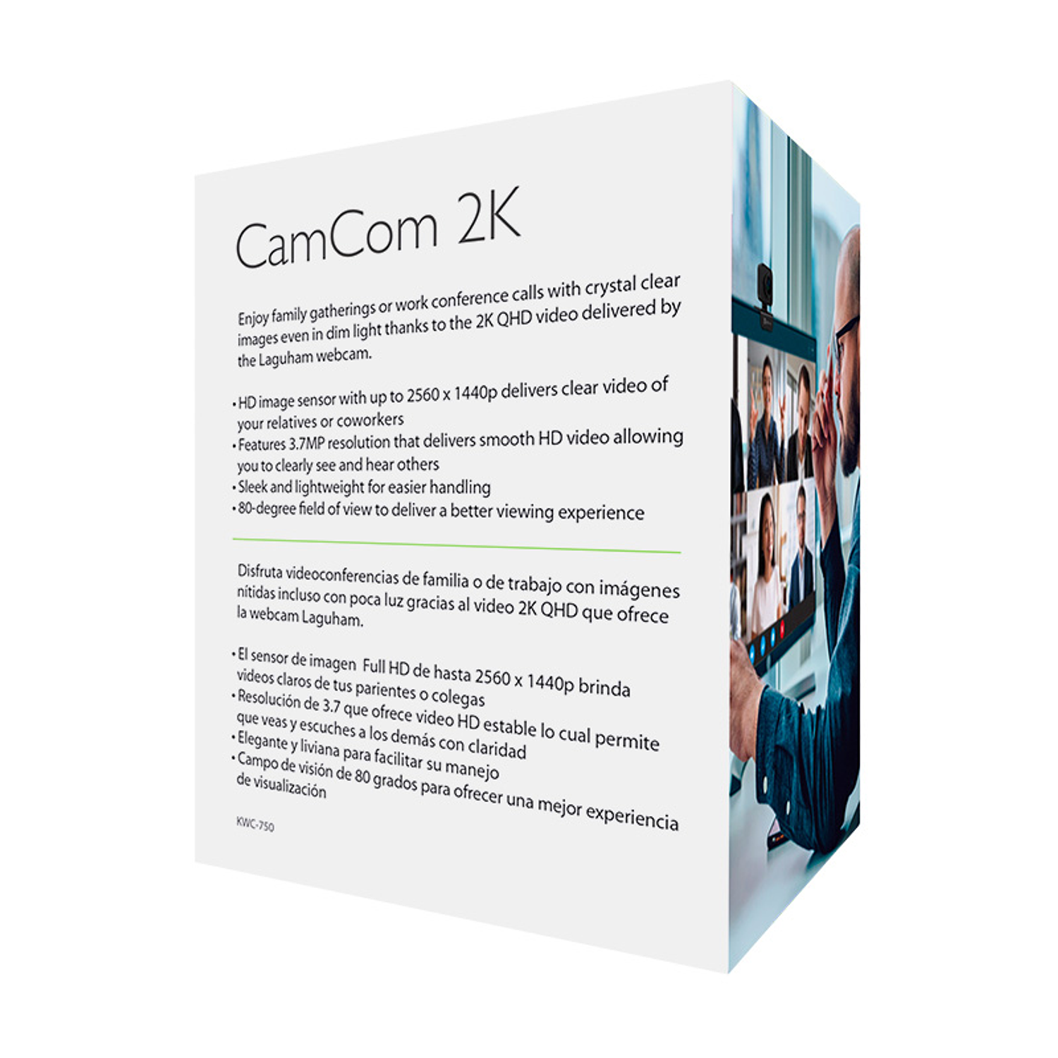 Klip Xtreme KWC-750 Webcam 2K QHD Cámara Web USB 2560x1440, Micrófono HD Integrado, Videoconferencia, Streaming, Plug & Play, Campo de Visión 80°, Compatible Windows Mac Android Linux 8