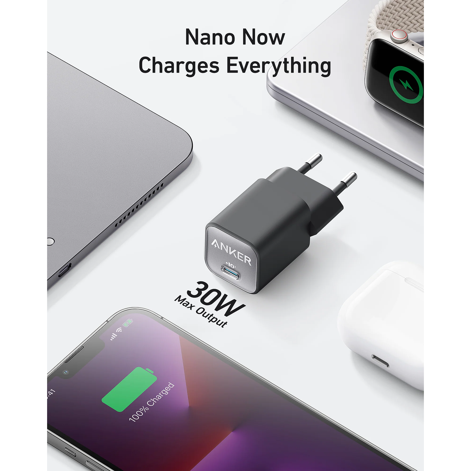 Anker 511 Nano 3 Cargador GaN 30W, Cargador USB-C Rápido, Power Delivery, ActiveShield 2.0, Cargador Compacto, iPhone, Samsung, iPad, MacBook Air, Negro 2