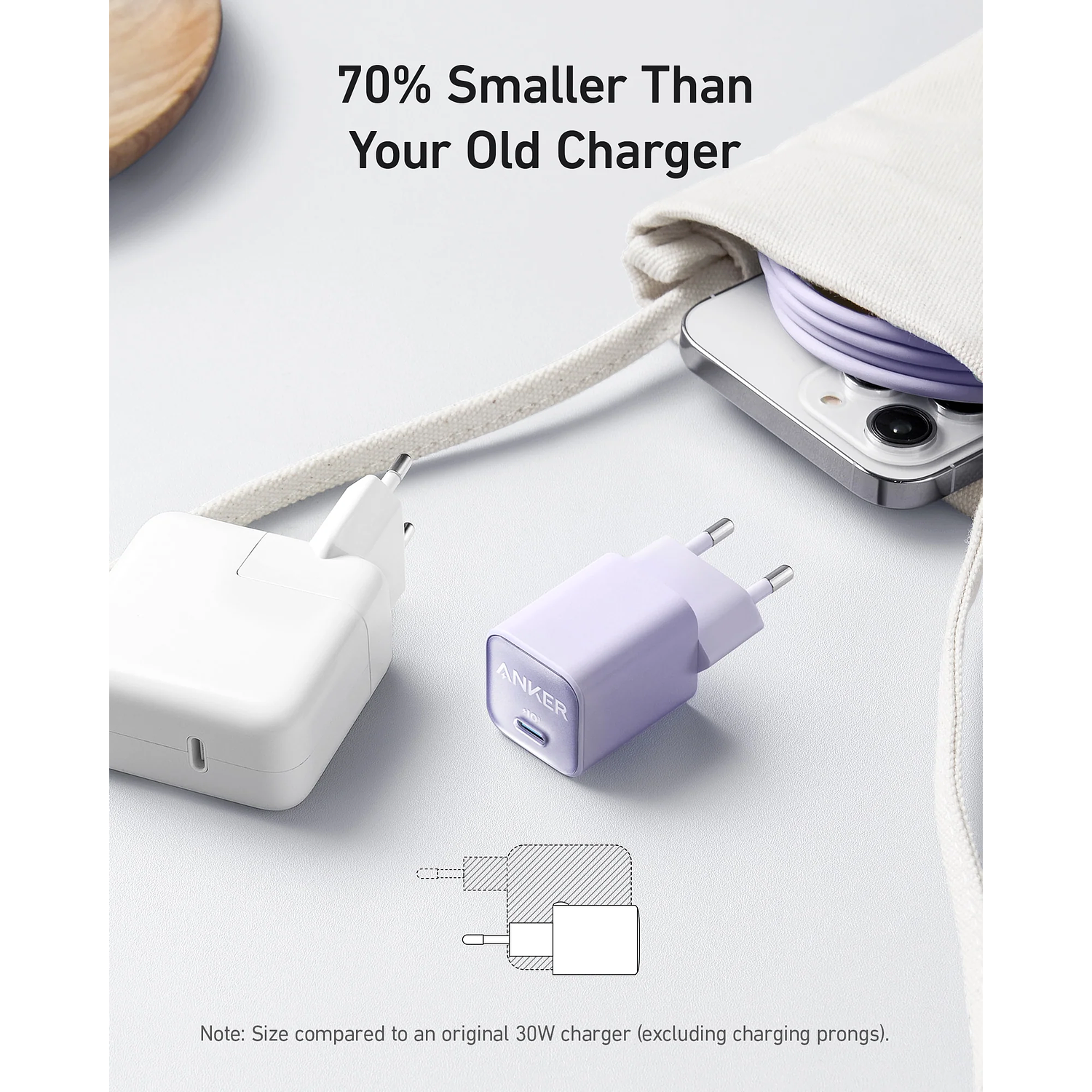 Anker 511 Nano 3 Cargador GaN 30W, Cargador USB-C Rápido, Power Delivery, ActiveShield 2.0, Cargador Compacto, iPhone, Samsung, iPad, MacBook Air, Negro 3