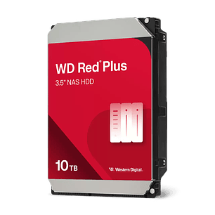 Western Digital WD Red Plus 10TB Disco Duro Interno para NAS, 3.5”, SATA, 7200 RPM, CMR, Optimizado para RAID, Funcionamiento 24/7, WD100EFGX