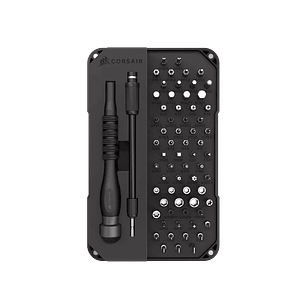 Corsair Memory Kit de Herramientas para PC, 65 Piezas, Destornillador, Puntas Niqueladas, Alargadera Flexible, Organización, Mantenimiento de PC, Reparación Hardware, Accesorios Gaming
