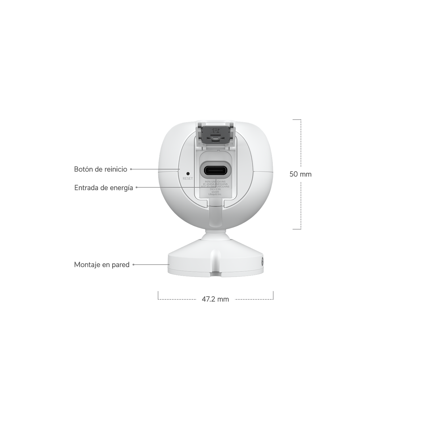 Ubiquiti UVC-G4-INS Camara WiFi Compacta 2K, 102.4deg, Visión Nocturna IR, 6m, IPX5, IK04, 6W, AI 7