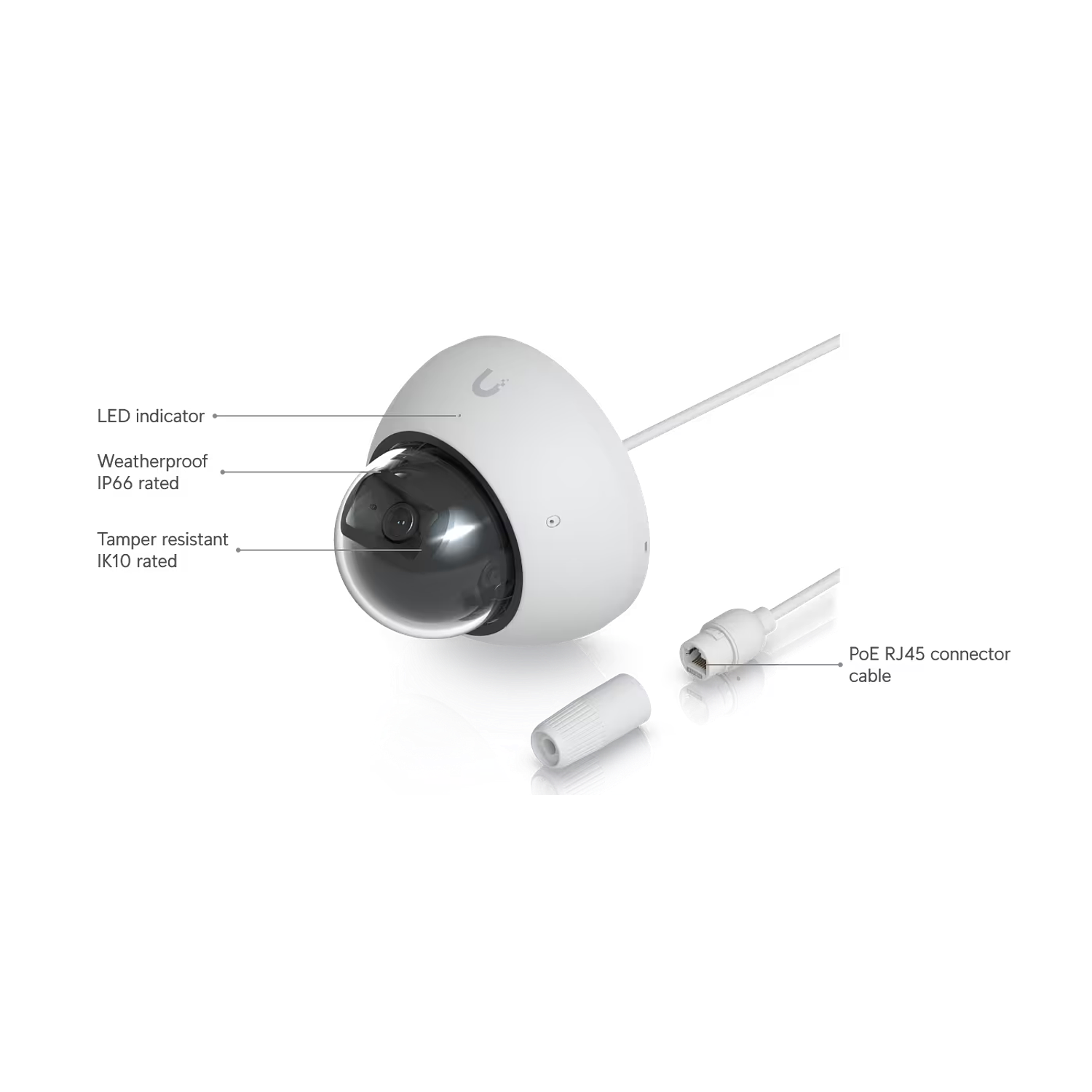 Ubiquiti UVC-AI-Dome-W Cámara Domo Antivandálica 4K, 8 MP, PoE, IP66, IK10, Visión Nocturna IR, IA, Blanco 10