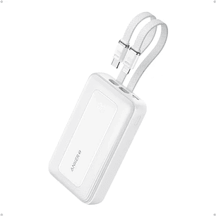 Anker Zolo Power Bank 20.000 mAh Batería Externa 30W, Carga Rápida, Cables USB-C y Lightning Integrados, Cargador Portátil para iPhone y Samsung