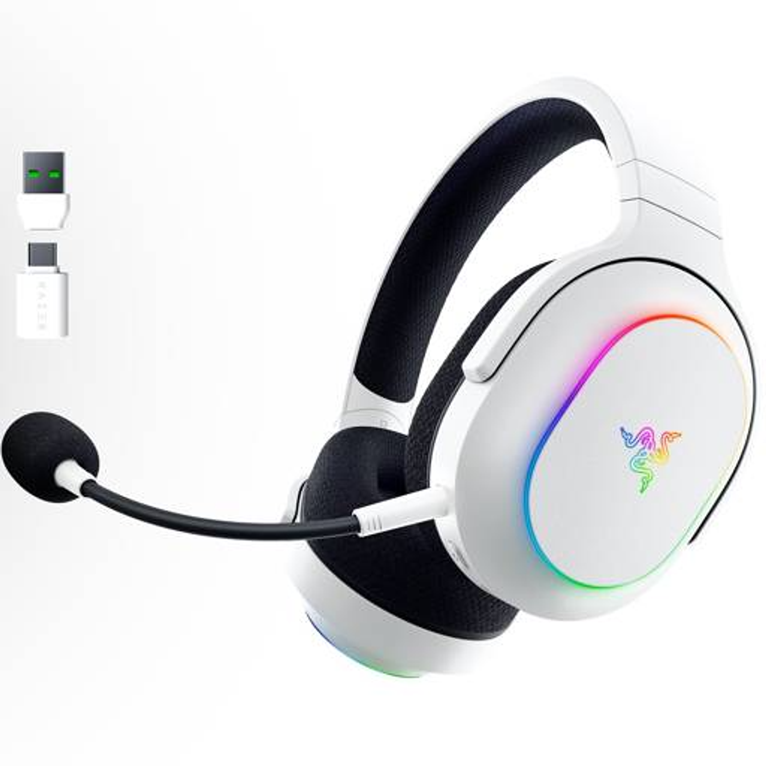 Razer Barracuda X Chroma Audifonos Inalámbricos, Wireless, 2.4 GHz / Bluetooth, 40 mm Razer TriForce, Sonido 7.1 Surround, Micrófono Desmontable, Iluminación RGB, Gaming, Multiplataforma, Blanco 1