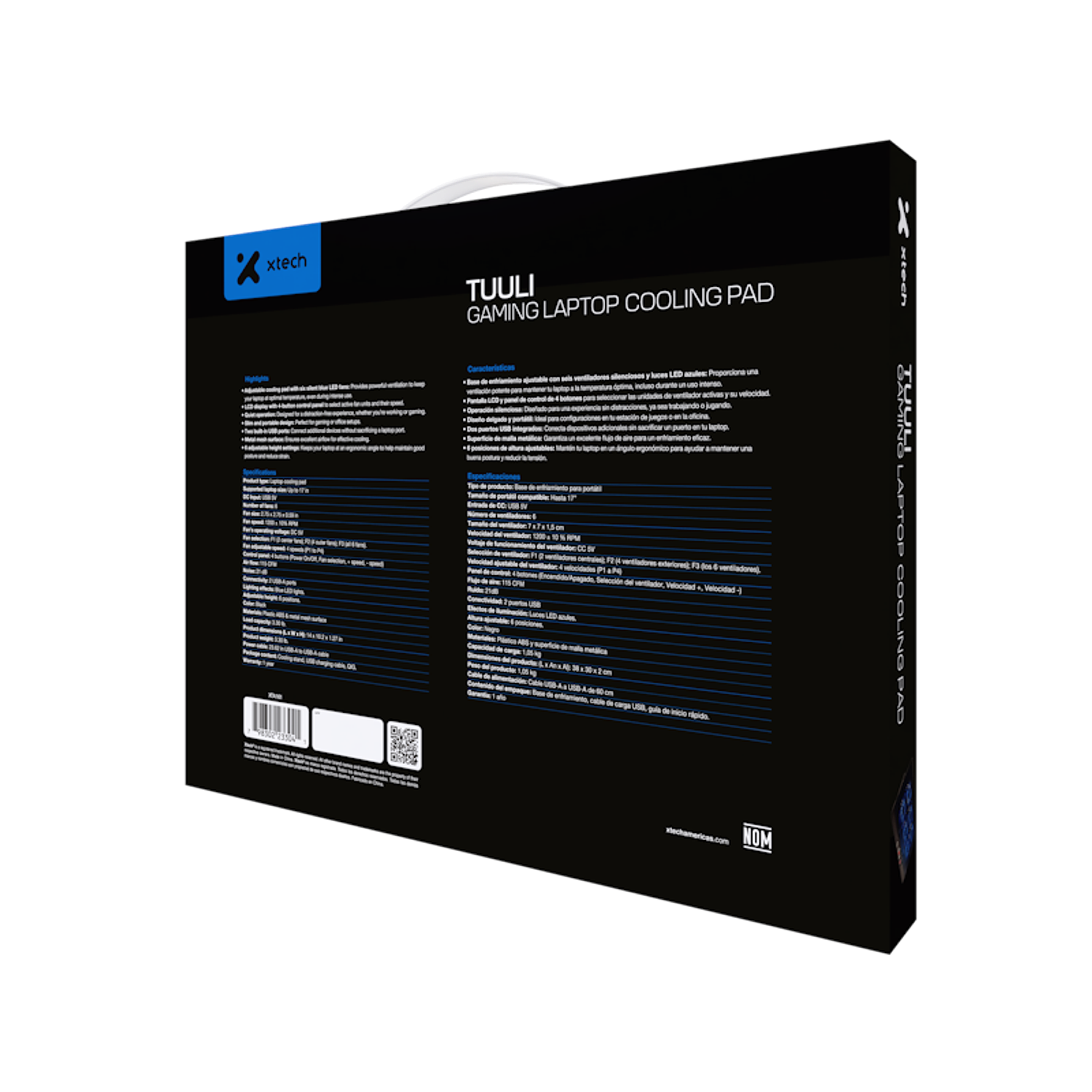 Xtech Tuuli Gaming XTA-161 Base Enfriamiento Notebook, 6 Ventiladores, LED Azul, Hasta 17”, USB 8