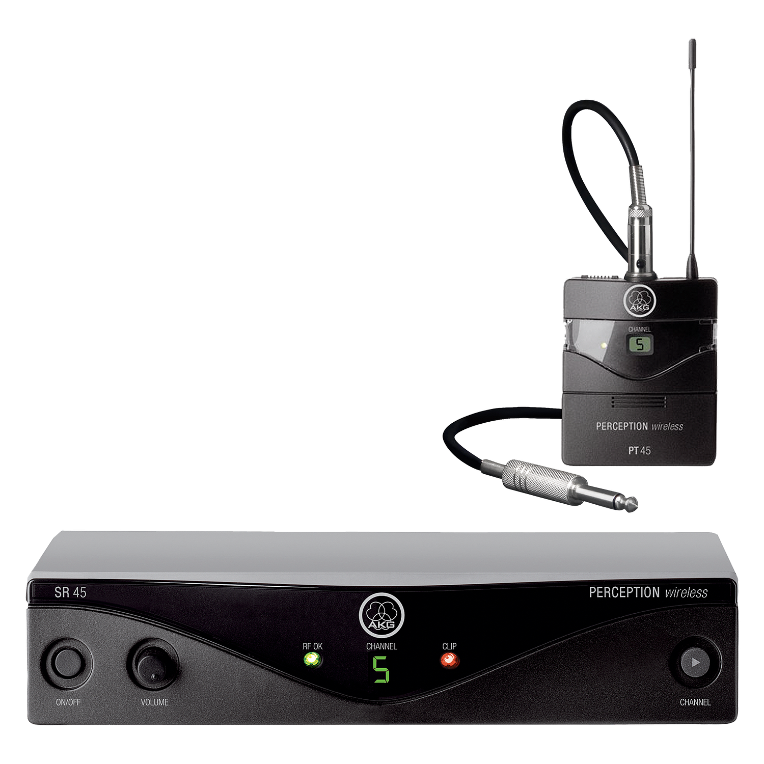 AKG PW45 Band-A Sistema Inalámbrico Analógico UHF Modulación FM y Salidas Balanceadas XLR, Plug para Aplicaciones Profesionales