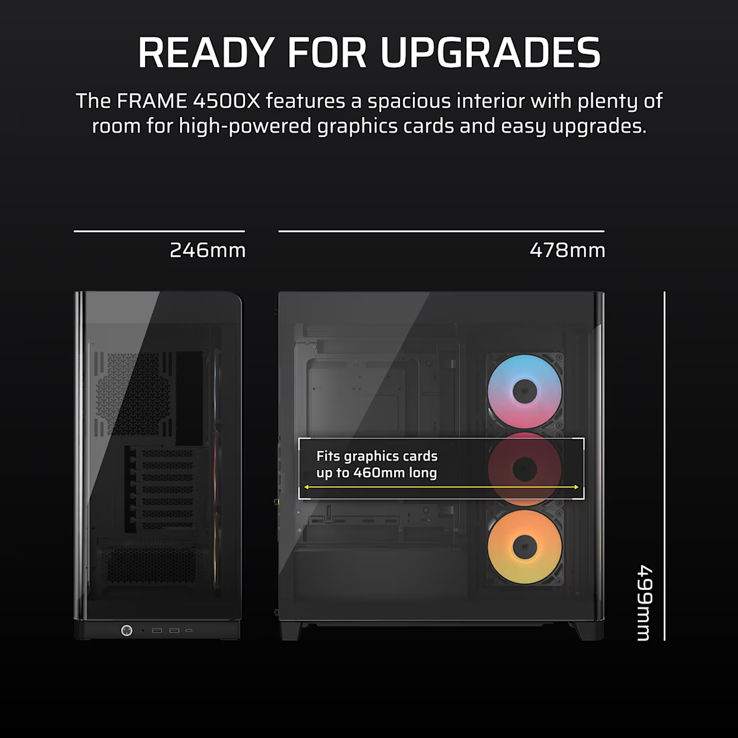 Corsair 4500X RS-R ARGB Gabinete Mid-Tower ATX, Cristal Templado Curvo Panorámico, Airflow 3D-Y, Soporte E-ATX, Ventiladores ARGB Incluidos 7