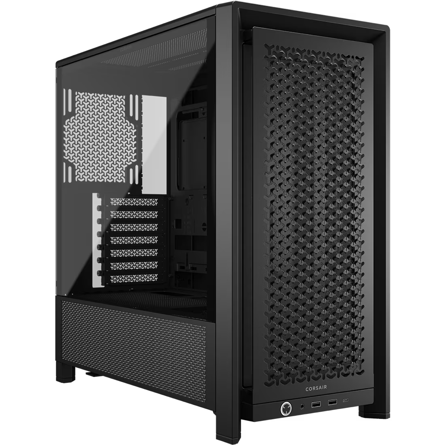 Corsair FRAME 4000D ATX Gabinete Mid-Tower, Panel Frontal Airflow 3D-Y, Vidrio Templado, USB-C 3.2 Gen 2, Soporte E-ATX, Alto Flujo de Aire, Negro 1