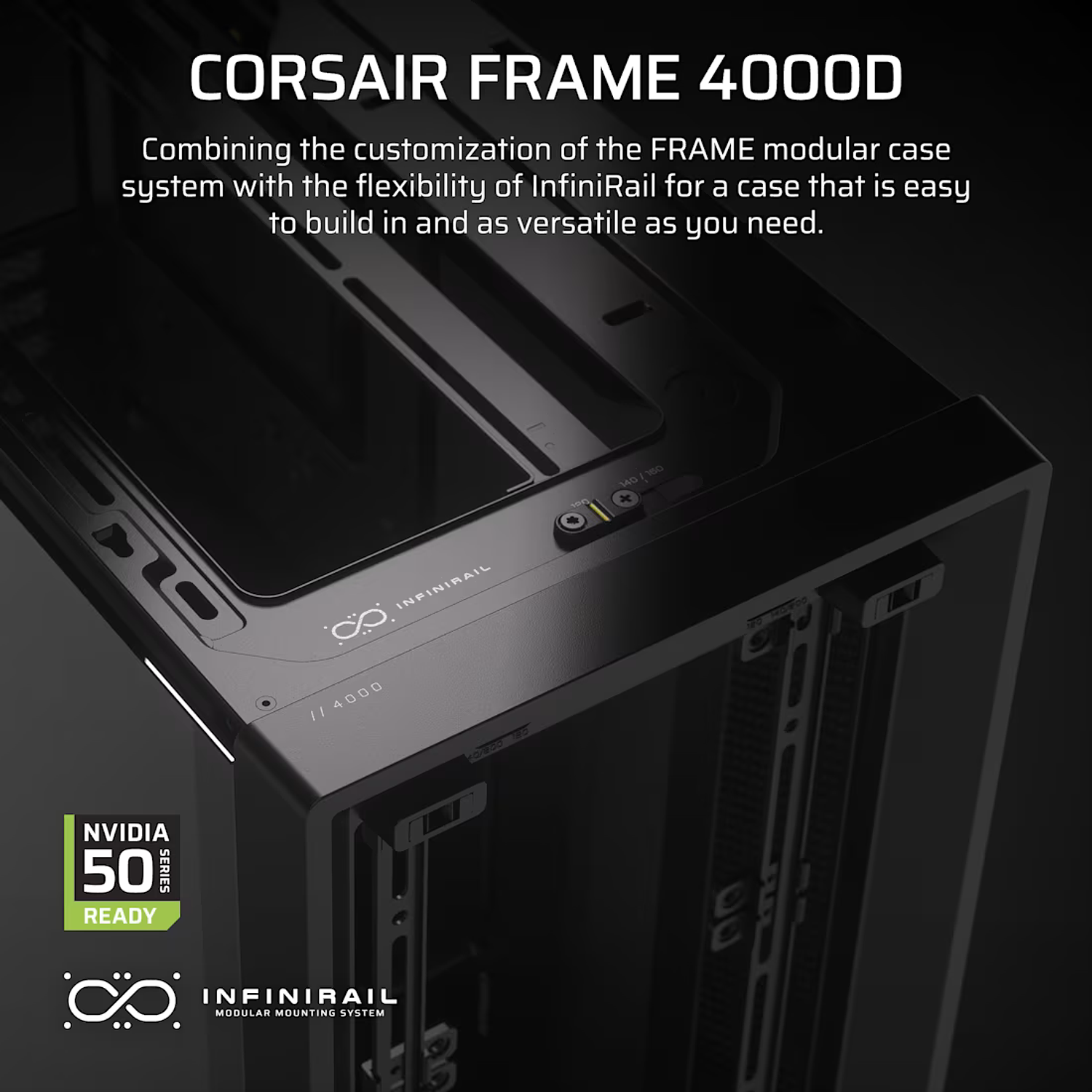 Corsair FRAME 4000D ATX Gabinete Mid-Tower, Panel Frontal Airflow 3D-Y, Vidrio Templado, USB-C 3.2 Gen 2, Soporte E-ATX, Alto Flujo de Aire, Negro 2