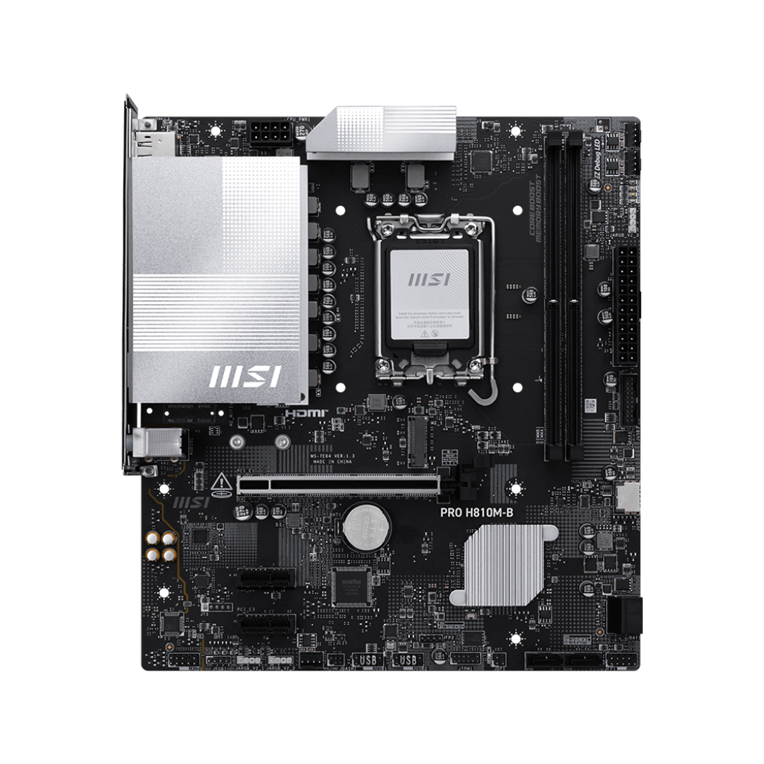 MSI PRO H810M-B, Placa Madre mATX, Chipset Intel H810, Socket LGA 1851, Compatible Core Ultra Serie 2, DDR5 6400, PCIe 5.0, LAN 2.5G 1