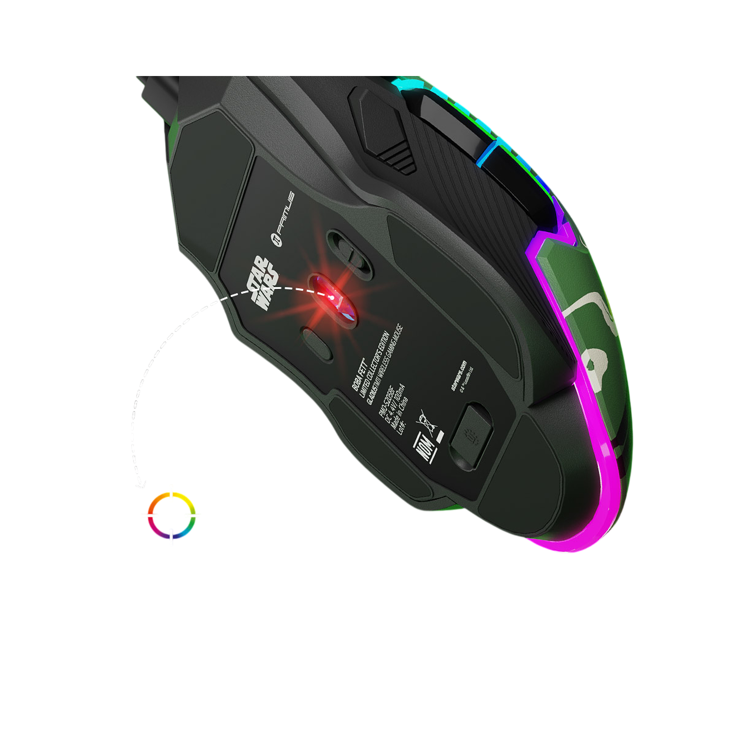 Primus Gaming PMO-S205BF Mouse Gamer Inalámbrico Trímodo, RGB, Multi-DPI, Ergonómico para Diestros, 2.4 GHz, Bluetooth, USB, Star Wars 3
