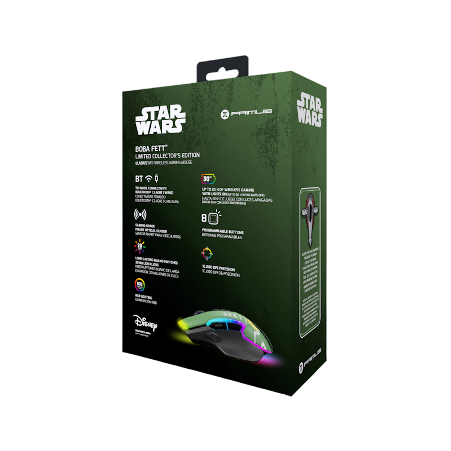 Primus Gaming PMO-S205BF Mouse Gamer Inalámbrico Trímodo, RGB, Multi-DPI, Ergonómico para Diestros, 2.4 GHz, Bluetooth, USB, Star Wars 5