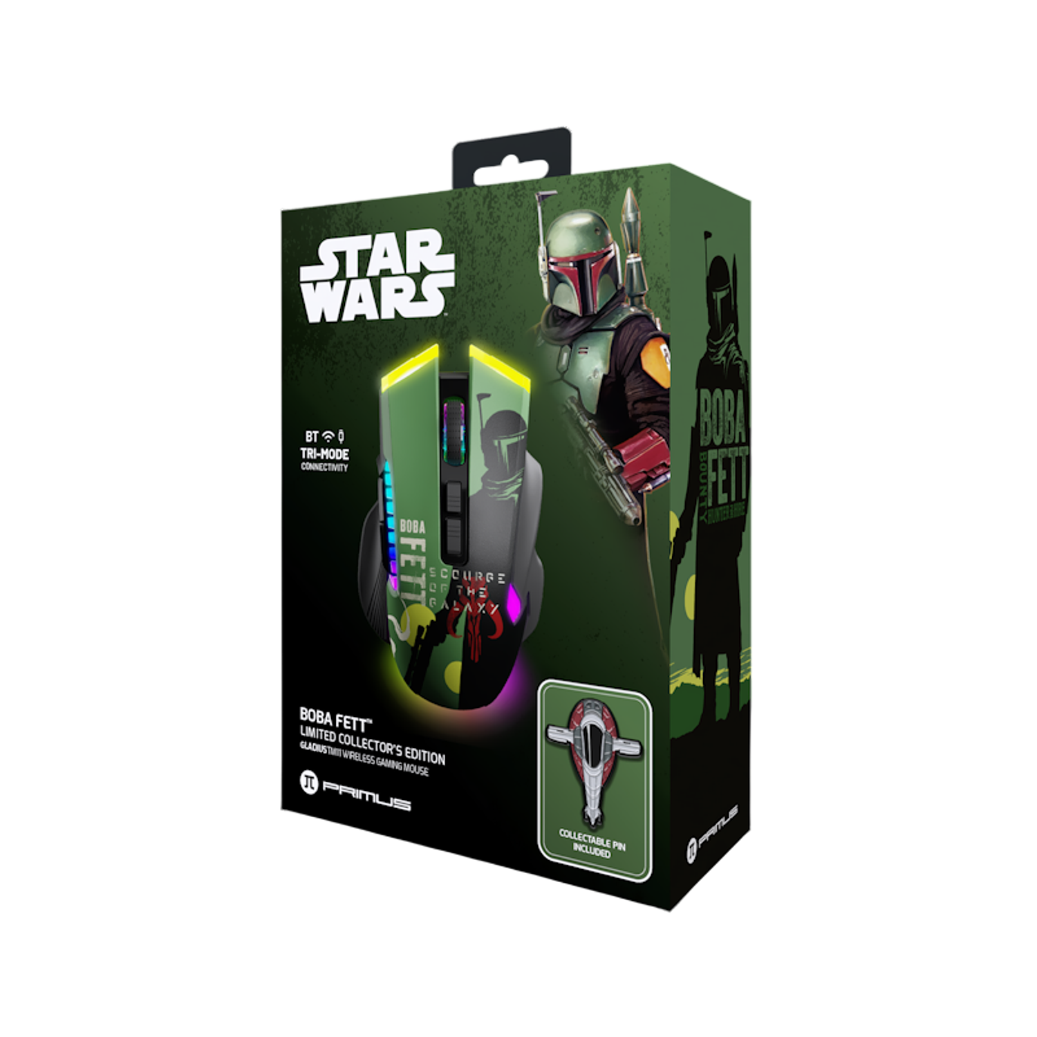 Primus Gaming PMO-S205BF Mouse Gamer Inalámbrico Trímodo, RGB, Multi-DPI, Ergonómico para Diestros, 2.4 GHz, Bluetooth, USB, Star Wars 4