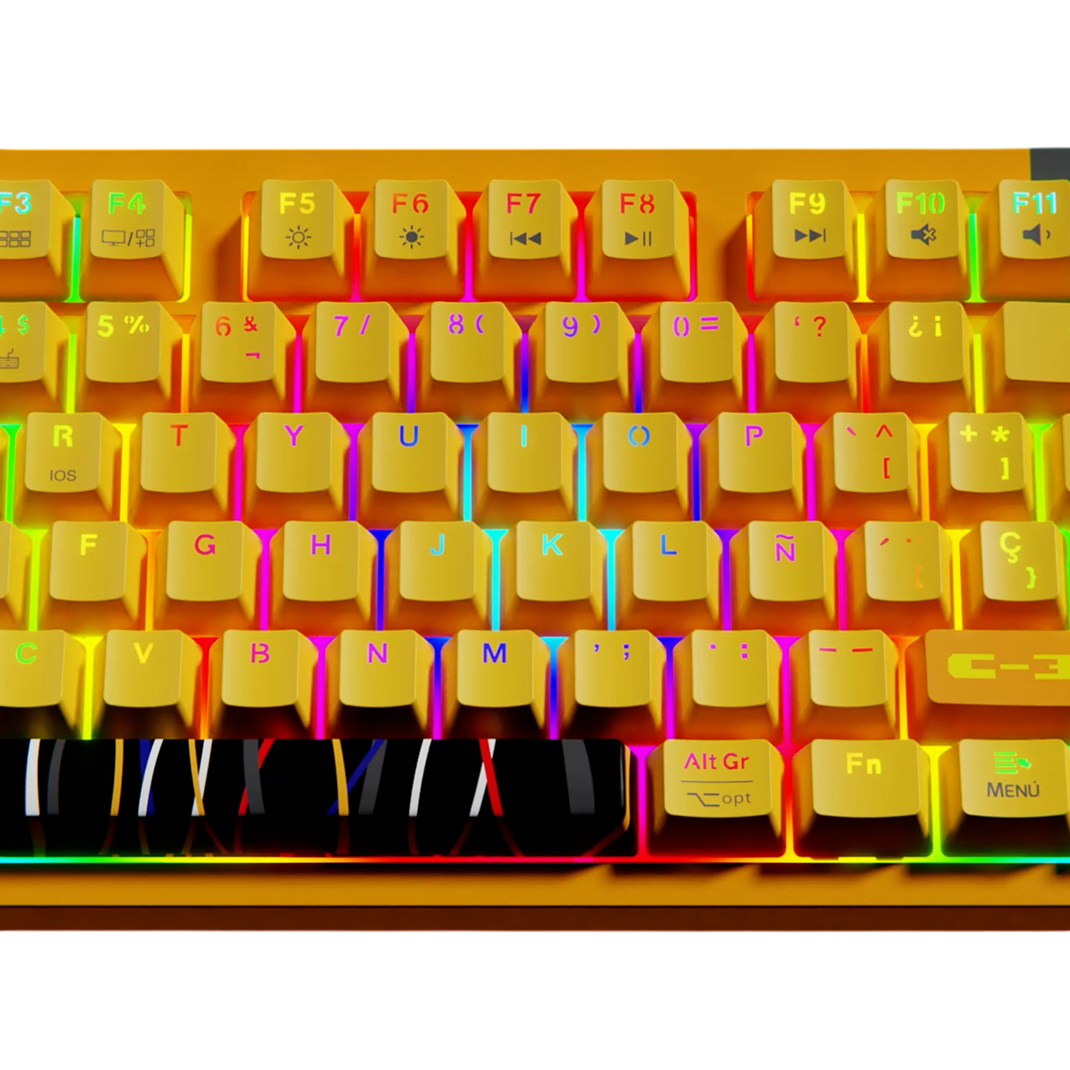 Primus Gaming Teclado Mecánico Gamer C3PO Edition, Inalámbrico y Cableado, RGB, Trímodo 2.4 GHz Bluetooth USB, Switch Rojo, Español Latino, Diseño Ergonómico 5