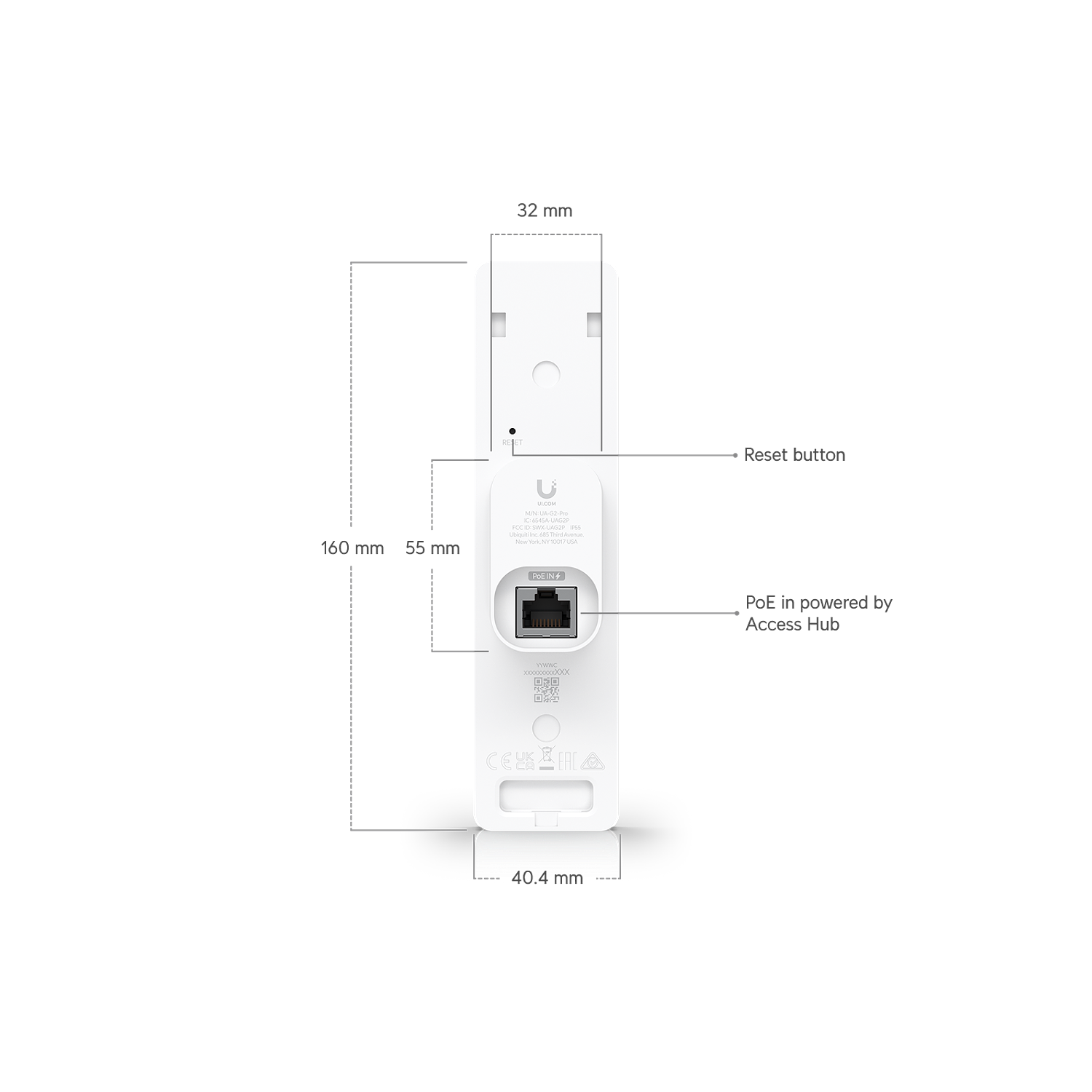 Ubiquiti UA-G3-Pro Control de Acceso Interfaz de Autenticación Multi-factor NFC/BLE con Comunicación Bidireccional y Gestión IP, Blanco 2