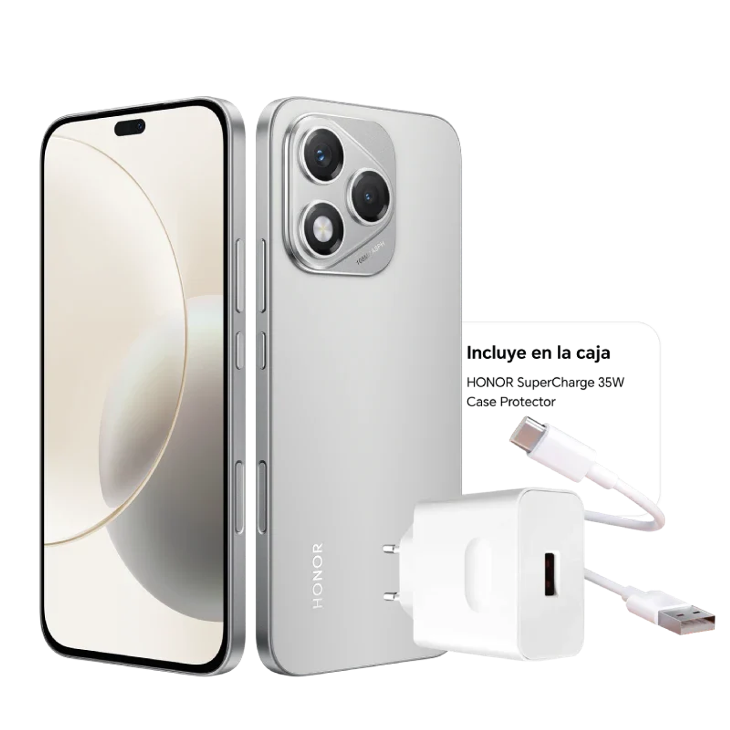 Honor 400 Lite Smartphone 6.7” AMOLED 8GB+256GB, Android 15, Cámara 108MP AI, Batería 5230mAh, IP65, Silver 2