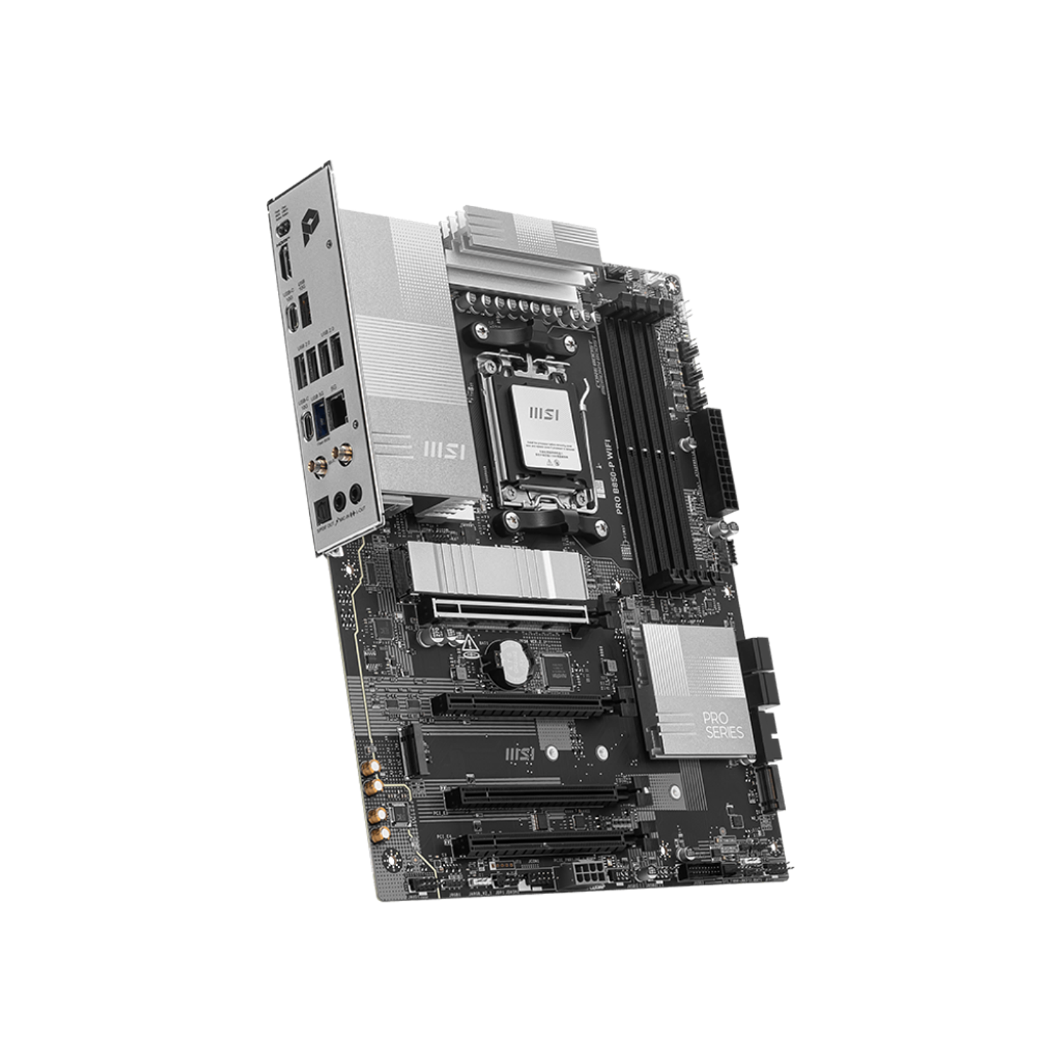 MSI PRO B850-P WIFI Placa Madre ATX AMD AM5, Chipset B850, Compatible Ryzen 9000 8000 7000, DDR5 hasta 8200MHz, PCIe 5.0, Wi-Fi 7, Bluetooth 5.4, 5G LAN 4
