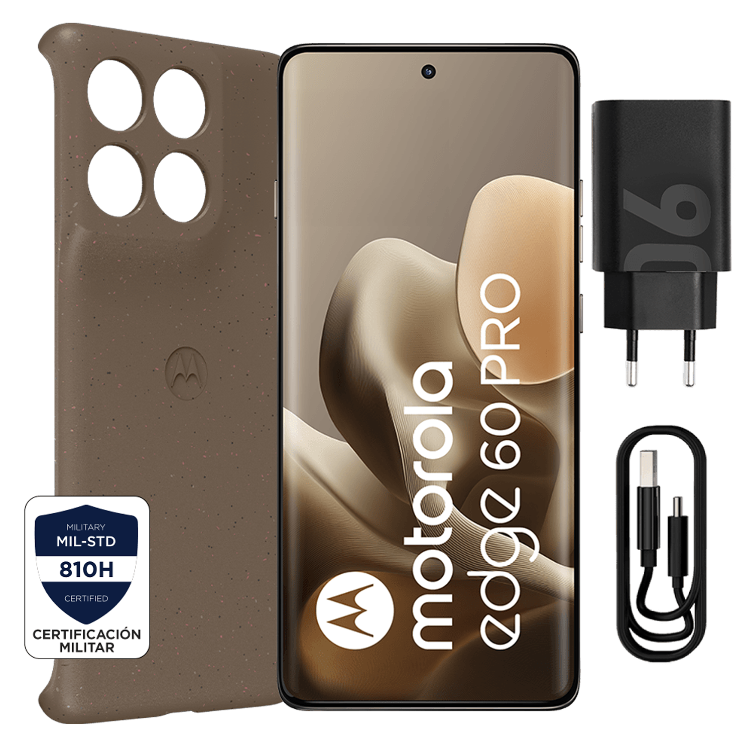 Motorola Edge 60 Pro 5G Smartphone Android 15, Pantalla pOLED 6.7” 120Hz, 12GB RAM, 512GB, Triple Cámara 50MP + 50MP + 10MP, Batería 6000mAh, Carga Rápida 90W, Dual SIM, IP68, Cafe 2