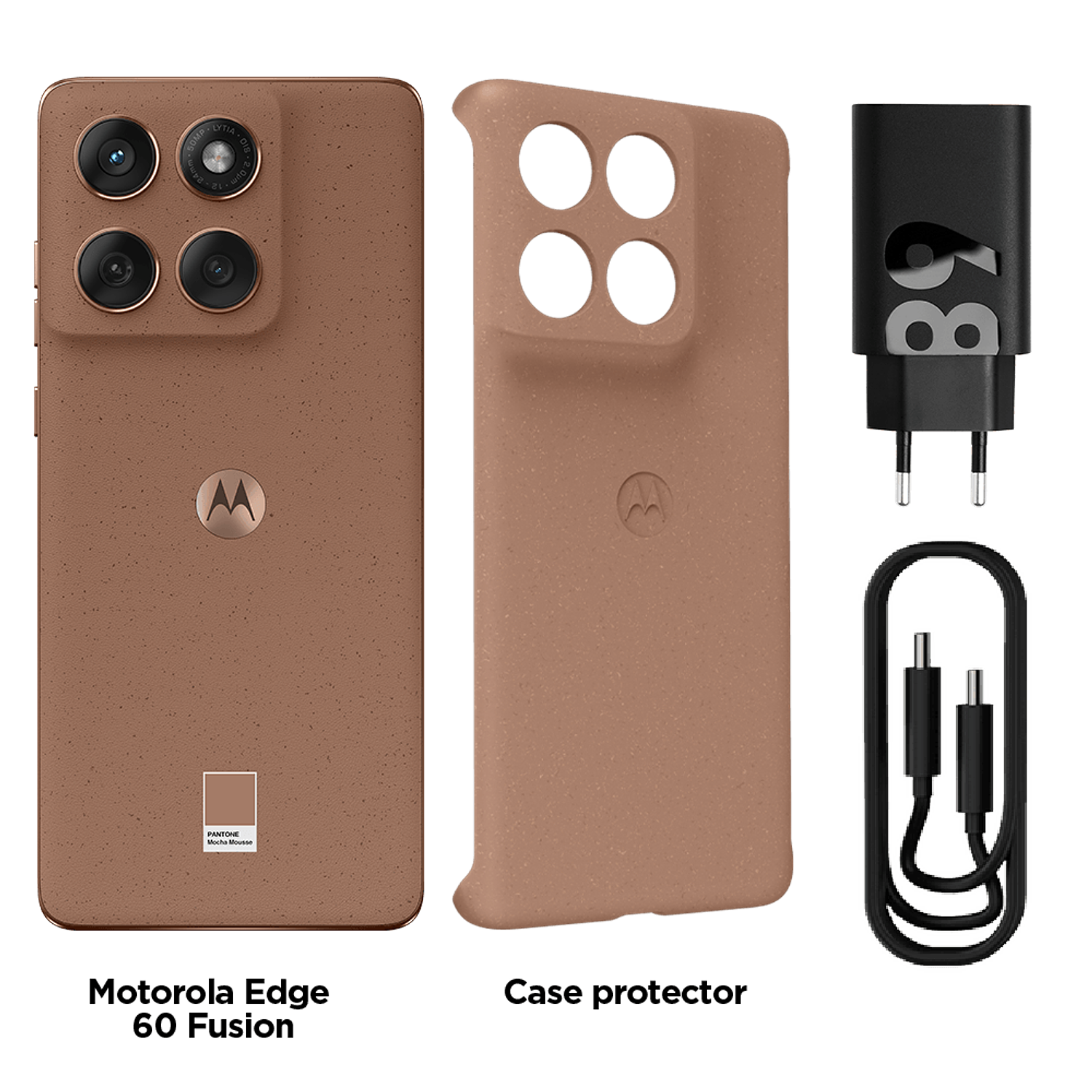 Motorola Edge 60 Fusion 5G Smartphone Android 15, Pantalla pOLED 6.7” 120Hz, 8GB RAM, 256GB, Cámara 50MP + 13MP, Batería 5200mAh, Carga Rápida 68W, Dual SIM, IP68, Cafe 3